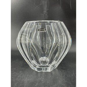 Hirschberg Art Glass Clear Vase Germany Vintage 70’s With Sticker